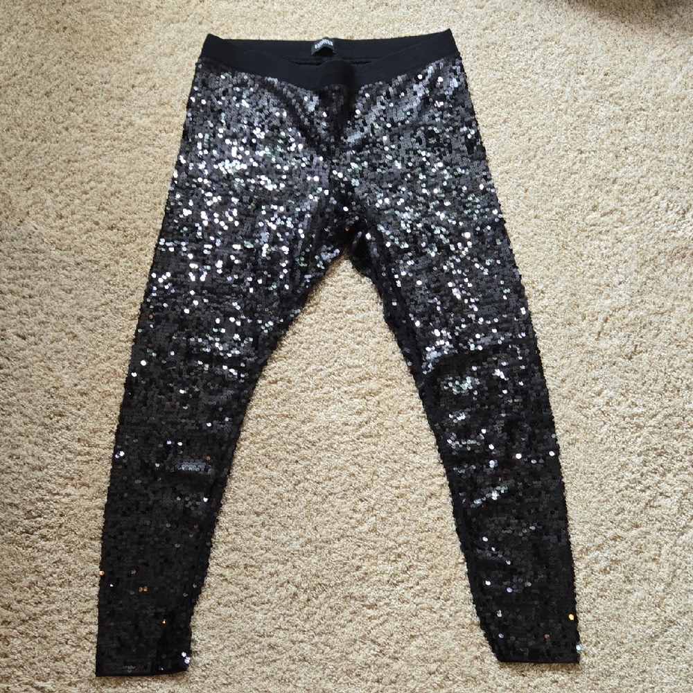 Express Black Sequin Leggings